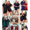 image:imageSWOMOG Couples Pajama Set Women amp Men Silk Satin Short Sleeve Set Top and Shorts Sleepwear Soft ButtonDown LoungewearRed