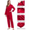 image:imageSWOMOG Couples Pajama Sets Men amp Women Satin Long Sleeve Sleepwear Silky Classic Button Down Soft Loungewear Pjs Set Women Pure Red XXLarge