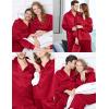 image:imageSWOMOG Couples Pajama Sets Men amp Women Satin Long Sleeve Sleepwear Silky Classic Button Down Soft Loungewear Pjs Set Women Pure Red XXLarge