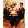 image:imageSWOMOG Couples Pajama Sets Men amp Women Satin Long Sleeve Sleepwear Silky Classic Button Down Soft Loungewear Pjs SetBlack