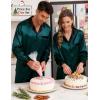 image:imageSWOMOG Couples Pajama Sets Men amp Women Satin Long Sleeve Sleepwear Silky Classic Button Down Soft Loungewear Pjs SetDeep Green
