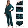 image:imageSWOMOG Couples Pajama Sets Men amp Women Satin Long Sleeve Sleepwear Silky Classic Button Down Soft Loungewear Pjs SetDeep Green