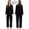 image:imageSWOMOG Couples Pajama Sets Men amp Women Satin Long Sleeve Sleepwear Silky Classic Button Down Soft Loungewear Pjs SetPure Black