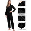 image:imageSWOMOG Couples Pajama Sets Men amp Women Satin Long Sleeve Sleepwear Silky Classic Button Down Soft Loungewear Pjs SetPure Black