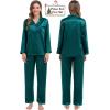 image:imageSWOMOG Couples Pajama Sets Men amp Women Satin Long Sleeve Sleepwear Silky Classic Button Down Soft Loungewear Pjs SetPure Green