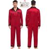 image:imageSWOMOG Couples Pajama Sets Men amp Women Satin Long Sleeve Sleepwear Silky Classic Button Down Soft Loungewear Pjs SetRed