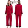image:imageSWOMOG Couples Pajama Sets Men amp Women Satin Long Sleeve Sleepwear Silky Classic Button Down Soft Loungewear Pjs SetRed