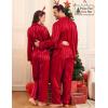 image:imageSWOMOG Couples Pajama Sets Men amp Women Satin Long Sleeve Sleepwear Silky Classic Button Down Soft Loungewear Pjs SetRed Striped