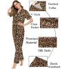 image:imageSWOMOG Couples Pajamas Sets Women amp Men Satin Short Sleeve Sleepwear Button Down Loungewear Pjs Set with Long PantsLeopard Print