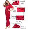 image:imageSWOMOG Couples Pajamas Sets Women amp Men Satin Short Sleeve Sleepwear Button Down Loungewear Pjs Set with Long PantsRed