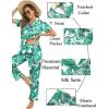 image:imageSWOMOG Couples Pajamas Sets Women amp Men Satin Short Sleeve Sleepwear Button Down Loungewear Pjs Set with Long PantsWhite Leaves