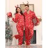 image:imageSWOMOG Couples Satin Pajama Set Women amp Men Long Sleeve Sleepwear Button Down Loungewear Silky Pj Set with Long PantsChristmas Red