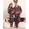 image:imageSWOMOG Couples Satin Pajama Set Women amp Men Long Sleeve Sleepwear Button Down Loungewear Silky Pj Set with Long PantsChristmas Snowman