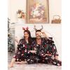 image:imageSWOMOG Couples Satin Pajama Set Women amp Men Long Sleeve Sleepwear Button Down Loungewear Silky Pj Set with Long PantsChristmas Snowman