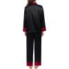 image:imageSWOMOG Couples Satin Pajama Set Women amp Men Long Sleeve Sleepwear Button Down Loungewear Silky Pj Set with Long PantsContrasting Black