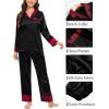 image:imageSWOMOG Couples Satin Pajama Set Women amp Men Long Sleeve Sleepwear Button Down Loungewear Silky Pj Set with Long PantsContrasting Black