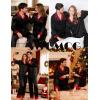 image:imageSWOMOG Couples Satin Pajama Set Women amp Men Long Sleeve Sleepwear Button Down Loungewear Silky Pj Set with Long PantsContrasting Black