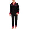 image:imageSWOMOG Couples Satin Pajama Set Women amp Men Long Sleeve Sleepwear Button Down Loungewear Silky Pj Set with Long PantsContrasting Black