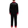 image:imageSWOMOG Couples Satin Pajama Set Women amp Men Long Sleeve Sleepwear Button Down Loungewear Silky Pj Set with Long PantsContrasting Black