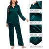 image:imageSWOMOG Couples Satin Pajama Set Women amp Men Long Sleeve Sleepwear Button Down Loungewear Silky Pj Set with Long PantsDeep Green