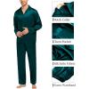 image:imageSWOMOG Couples Satin Pajama Set Women amp Men Long Sleeve Sleepwear Button Down Loungewear Silky Pj Set with Long PantsDeep Green