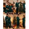 image:imageSWOMOG Couples Satin Pajama Set Women amp Men Long Sleeve Sleepwear Button Down Loungewear Silky Pj Set with Long PantsDeep Green