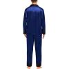 image:imageSWOMOG Couples Satin Pajama Set Women amp Men Long Sleeve Sleepwear Button Down Loungewear Silky Pj Set with Long PantsNavy Blue