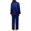 image:imageSWOMOG Couples Satin Pajama Set Women amp Men Long Sleeve Sleepwear Button Down Loungewear Silky Pj Set with Long PantsNavy Blue