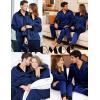 image:imageSWOMOG Couples Satin Pajama Set Women amp Men Long Sleeve Sleepwear Button Down Loungewear Silky Pj Set with Long PantsNavy Blue