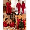 image:imageSWOMOG Couples Satin Pajama Set Women amp Men Long Sleeve Sleepwear Button Down Loungewear Silky Pj Set with Long PantsPure Red