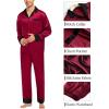image:imageSWOMOG Couples Satin Pajama Set Women amp Men Long Sleeve Sleepwear Button Down Loungewear Silky Pj Set with Long PantsWine Red