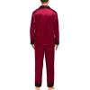 image:imageSWOMOG Couples Satin Pajama Set Women amp Men Long Sleeve Sleepwear Button Down Loungewear Silky Pj Set with Long PantsWine Red