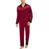 image:imageSWOMOG Couples Satin Pajama Set Women amp Men Long Sleeve Sleepwear Button Down Loungewear Silky Pj Set with Long PantsWine Red