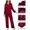 image:imageSWOMOG Couples Satin Pajama Set Women amp Men Long Sleeve Sleepwear Button Down Loungewear Silky Pj Set with Long PantsWine Red