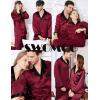 image:imageSWOMOG Couples Satin Pajama Set Women amp Men Long Sleeve Sleepwear Button Down Loungewear Silky Pj Set with Long PantsWine Red
