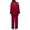image:imageSWOMOG Couples Satin Pajama Set Women amp Men Long Sleeve Sleepwear Button Down Loungewear Silky Pj Set with Long PantsWine Red