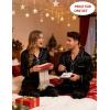 image:imageSWOMOG Couples Satin Pajama Set Women amp Men Long Sleeve Sleepwear Button Down Loungewear Silky Pj Set with Long PantsZ  Double Piping  Black