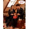 image:imageSWOMOG Couples Satin Pajama Set Women amp Men Long Sleeve Sleepwear Button Down Loungewear Silky Pj Set with Long PantsZ  Double Piping  Black
