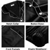 image:imageSWOMOG Couples Satin Pajama Set Women amp Men Long Sleeve Sleepwear Button Down Loungewear Silky Pj Set with Long PantsZ  Double Piping  Black