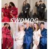 image:imageSWOMOG Couples Satin Pajama Set Women amp Men Long Sleeve Sleepwear Button Down Loungewear Silky Pj Set with Long PantsZ  Double Piping  Champagne