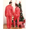 image:imageSWOMOG Couples Satin Pajama Set Women amp Men Long Sleeve Sleepwear Button Down Loungewear Silky Pj Set with Long PantsZ  Double Piping  Christmas Red