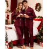 image:imageSWOMOG Couples Satin Pajama Set Women amp Men Long Sleeve Sleepwear Button Down Loungewear Silky Pj Set with Long PantsZ  Double Piping  Deep Wine Red