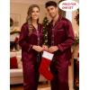 image:imageSWOMOG Couples Satin Pajama Set Women amp Men Long Sleeve Sleepwear Button Down Loungewear Silky Pj Set with Long PantsZ  Double Piping  Deep Wine Red