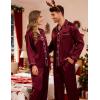 image:imageSWOMOG Couples Satin Pajama Set Women amp Men Long Sleeve Sleepwear Button Down Loungewear Silky Pj Set with Long PantsZ  Double Piping  Deep Wine Red