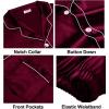 image:imageSWOMOG Couples Satin Pajama Set Women amp Men Long Sleeve Sleepwear Button Down Loungewear Silky Pj Set with Long PantsZ  Double Piping  Deep Wine Red