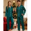 image:imageSWOMOG Couples Satin Pajama Set Women amp Men Long Sleeve Sleepwear Button Down Loungewear Silky Pj Set with Long PantsZ  Double Piping  Green