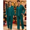 image:imageSWOMOG Couples Satin Pajama Set Women amp Men Long Sleeve Sleepwear Button Down Loungewear Silky Pj Set with Long PantsZ  Double Piping  Green