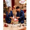 image:imageSWOMOG Couples Satin Pajama Set Women amp Men Long Sleeve Sleepwear Button Down Loungewear Silky Pj Set with Long PantsZ  Double Piping  Navy Blue