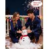 image:imageSWOMOG Couples Satin Pajama Set Women amp Men Long Sleeve Sleepwear Button Down Loungewear Silky Pj Set with Long PantsZ  Double Piping  Navy Blue