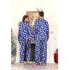 image:imageSWOMOG Couples Satin Pajama Set Women amp Men Long Sleeve Sleepwear Button Down Loungewear Silky Pj Set with Long PantsZ  Double Piping  Polar Blue Bear